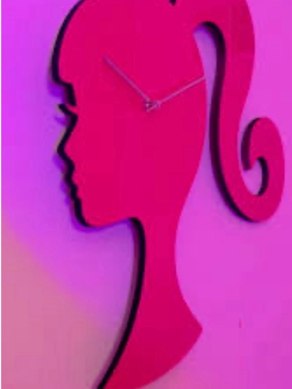 Barbie Pink Silhouette Hanging Wall Clock